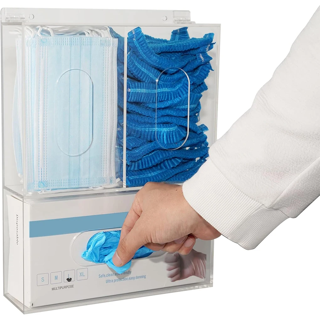 Medical Gloves - 3 Izgaralı Akrilik Eldiven Tutucu Şeffaf