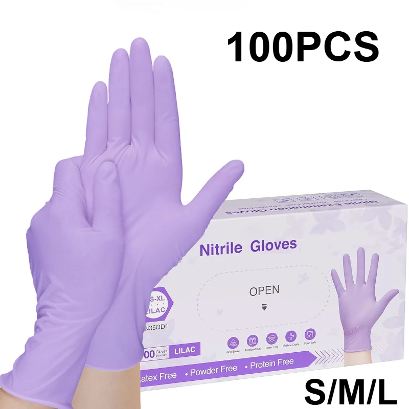 Medical Gloves - 10-100 adet tek kullanımlık mor nitril