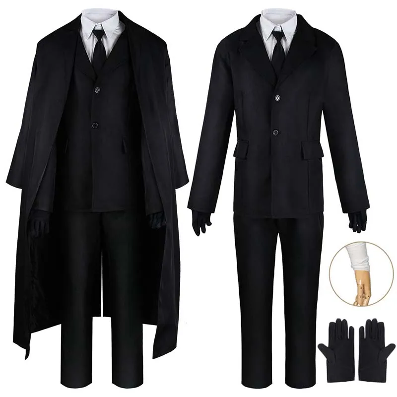 Bandage - Dazai Cosplay Kostüm Siyah Trençkot Pantolon