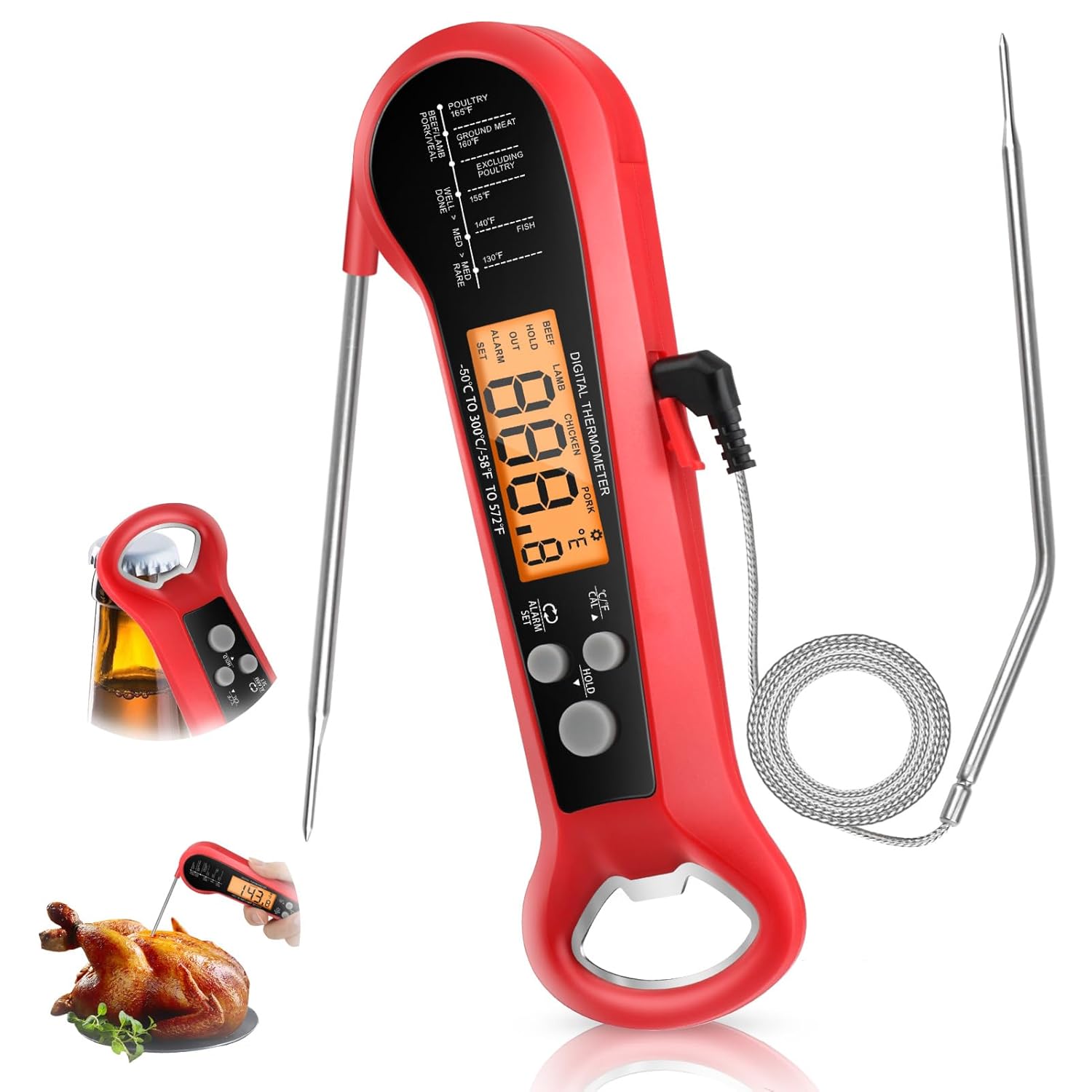 Thermometer Digital - Profesyonel Dijital Et Termometresi, 2 Problu,